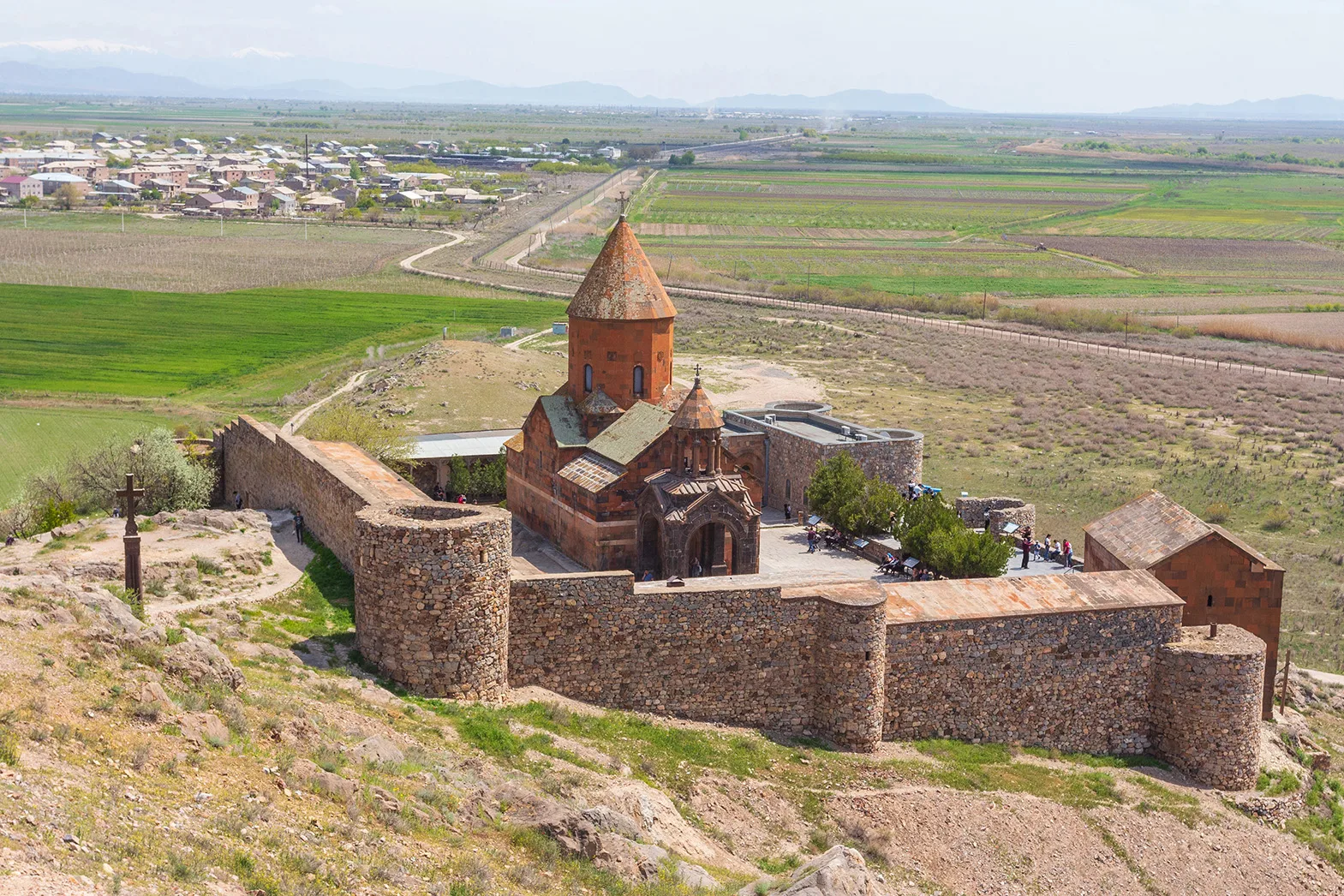 Beautiful view of the historic Khor Virap Monastery near Yerevan
